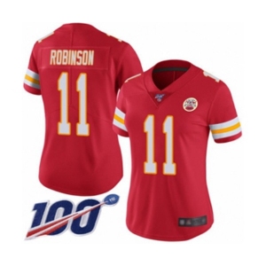 Women's Kansas City Chiefs #11 Demarcus Robinson Red Team Color Vapor Untouchable Limited Player 100th Season Football Jersey