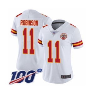 Women's Kansas City Chiefs #11 Demarcus Robinson White Vapor Untouchable Limited Player 100th Season Football Jersey