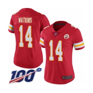 Women's Kansas City Chiefs #14 Sammy Watkins Red Team Color Vapor Untouchable Limited Player 100th Season Football Jersey