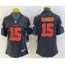 Women's Kansas City Chiefs #15 Patrick Mahomes Black Fashion Vapor Limited Stitched Jersey