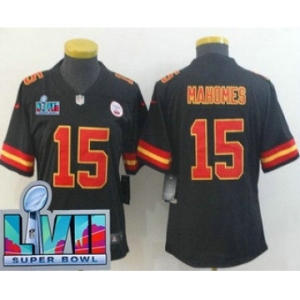 Women's Kansas City Chiefs #15 Patrick Mahomes Limited Black Super Bowl LVII Vapor Jersey