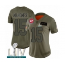 Women's Kansas City Chiefs #15 Patrick Mahomes Limited Olive 2019 Salute to Service Super Bowl LIV Bound Football Jersey