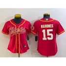 Women's Kansas City Chiefs #15 Patrick Mahomes Red With Patch Cool Base Stitched Baseball Jersey