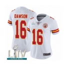 Women's Kansas City Chiefs #16 Len Dawson White Vapor Untouchable Limited Player Super Bowl LIV Bound Football Jersey