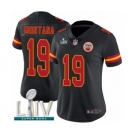 Women's Kansas City Chiefs #19 Joe Montana Limited Black Rush Vapor Untouchable Super Bowl LIV Bound Football Jersey