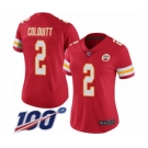 Women's Kansas City Chiefs #2 Dustin Colquitt Red Team Color Vapor Untouchable Limited Player 100th Season Football Jersey