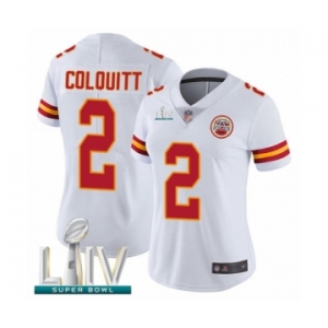 Women's Kansas City Chiefs #2 Dustin Colquitt White Vapor Untouchable Limited Player Super Bowl LIV Bound Football Jersey