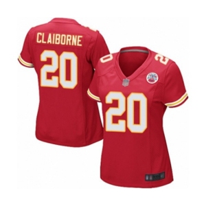 Women's Kansas City Chiefs #20 Morris Claiborne Game Red Team Color Football Jersey