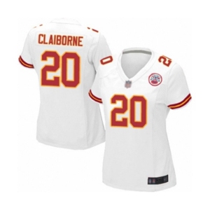 Women's Kansas City Chiefs #20 Morris Claiborne Game White Football Jersey