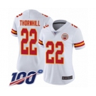 Women's Kansas City Chiefs #22 Juan Thornhill White Vapor Untouchable Limited Player 100th Season Football Jersey