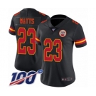 Women's Kansas City Chiefs #23 Armani Watts Limited Black Rush Vapor Untouchable 100th Season Football Jersey