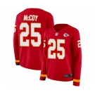 Women's Kansas City Chiefs #25 LeSean McCoy Limited Red Therma Long Sleeve Football Jersey