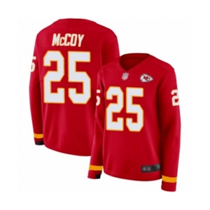 Women's Kansas City Chiefs #25 LeSean McCoy Limited Red Therma Long Sleeve Football Jersey