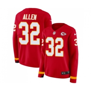 Women's Kansas City Chiefs #32 Marcus Allen Limited Red Therma Long Sleeve Football Jersey