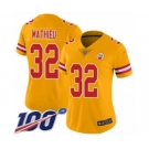 Women's Kansas City Chiefs #32 Tyrann Mathieu Limited Gold Inverted Legend 100th Season Football Jersey