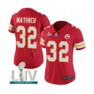 Women's Kansas City Chiefs #32 Tyrann Mathieu Red Team Color Vapor Untouchable Limited Player Super Bowl LIV Bound Football Jersey