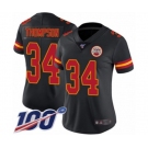 Women's Kansas City Chiefs #34 Darwin Thompson Limited Black Rush Vapor Untouchable 100th Season Football Jersey