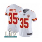 Women's Kansas City Chiefs #35 Christian Okoye White Vapor Untouchable Limited Player Super Bowl LIV Bound Football Jersey