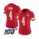 Women's Kansas City Chiefs #4 Chad Henne Red Team Color Vapor Untouchable Limited Player 100th Season Football Jersey