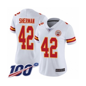 Women's Kansas City Chiefs #42 Anthony Sherman White Vapor Untouchable Limited Player 100th Season Football Jersey