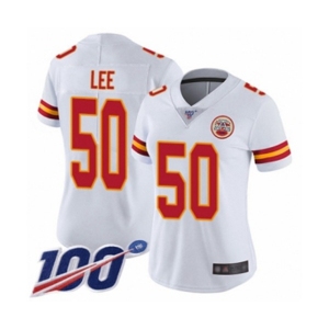 Women's Kansas City Chiefs #50 Darron Lee White Vapor Untouchable Limited Player 100th Season Football Jersey