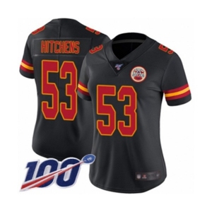 Women's Kansas City Chiefs #53 Anthony Hitchens Limited Black Rush Vapor Untouchable 100th Season Football Jersey
