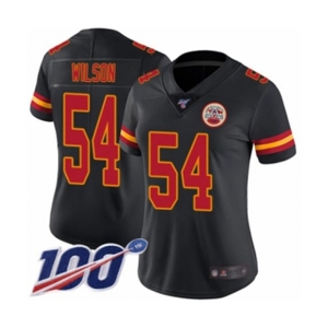 Women's Kansas City Chiefs #54 Damien Wilson Limited Black Rush Vapor Untouchable 100th Season Football Jersey