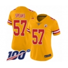 Women's Kansas City Chiefs #57 Breeland Speaks Limited Gold Inverted Legend 100th Season Football Jersey