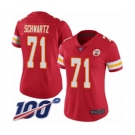 Women's Kansas City Chiefs #71 Mitchell Schwartz Red Team Color Vapor Untouchable Limited Player 100th Season Football Jersey