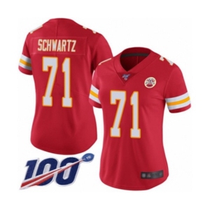 Women's Kansas City Chiefs #71 Mitchell Schwartz Red Team Color Vapor Untouchable Limited Player 100th Season Football Jersey