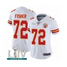 Women's Kansas City Chiefs #72 Eric Fisher White Vapor Untouchable Limited Player Super Bowl LIV Bound Football Jersey