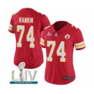 Women's Kansas City Chiefs #74 Martinas Rankin Red Team Color Vapor Untouchable Limited Player Super Bowl LIV Bound Football Jersey