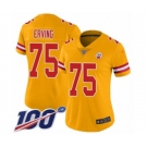 Women's Kansas City Chiefs #75 Cameron Erving Limited Gold Inverted Legend 100th Season Football Jersey