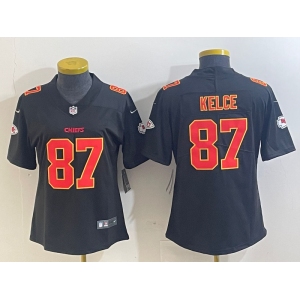 Women's Kansas City Chiefs #87 Travis Kelce Black Fashion Vapor Limited Stitched Jersey