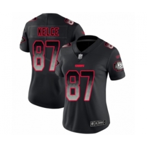 Women's Kansas City Chiefs #87 Travis Kelce Limited Black Smoke Fashion Football Jersey
