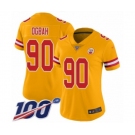 Women's Kansas City Chiefs #90 Emmanuel Ogbah Limited Gold Inverted Legend 100th Season Football Jersey