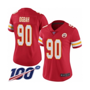 Women's Kansas City Chiefs #90 Emmanuel Ogbah Red Team Color Vapor Untouchable Limited Player 100th Season Football Jersey