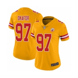 Women's Kansas City Chiefs #97 Alex Okafor Limited Gold Inverted Legend Football Jersey