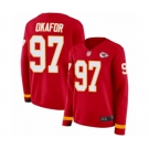 Women's Kansas City Chiefs #97 Alex Okafor Limited Red Therma Long Sleeve Football Jersey