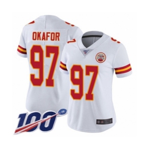 Women's Kansas City Chiefs #97 Alex Okafor White Vapor Untouchable Limited Player 100th Season Football Jersey