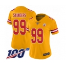 Women's Kansas City Chiefs #99 Khalen Saunders Limited Gold Inverted Legend 100th Season Football Jersey