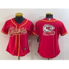 Women's Kansas City Chiefs Red Team Big Logo With Patch Cool Base Stitched Baseball Jersey