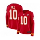 Women's Nike Kansas City Chiefs #10 Tyreek Hill Limited Red Therma Long Sleeve NFL Jersey