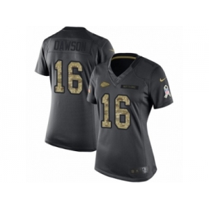 Women's Nike Kansas City Chiefs #16 Len Dawson Limited Black 2016 Salute to Service NFL Jersey