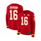 Women's Nike Kansas City Chiefs #16 Len Dawson Limited Red Therma Long Sleeve NFL Jersey