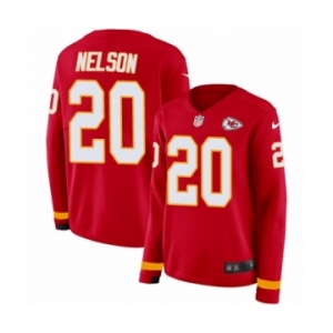 Women's Nike Kansas City Chiefs #20 Steven Nelson Limited Red Therma Long Sleeve NFL Jersey