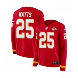 Women's Nike Kansas City Chiefs #25 Armani Watts Limited Red Therma Long Sleeve NFL Jersey