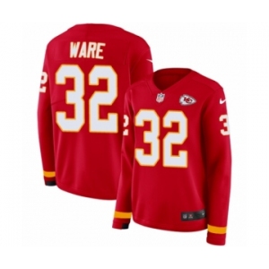 Women's Nike Kansas City Chiefs #32 Spencer Ware Limited Red Therma Long Sleeve NFL Jersey