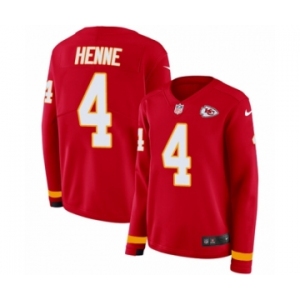 Women's Nike Kansas City Chiefs #4 Chad Henne Limited Red Therma Long Sleeve NFL Jersey