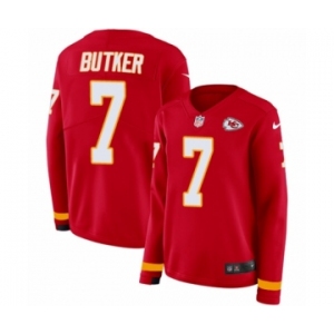 Women's Nike Kansas City Chiefs #7 Harrison Butker Limited Red Therma Long Sleeve NFL Jersey